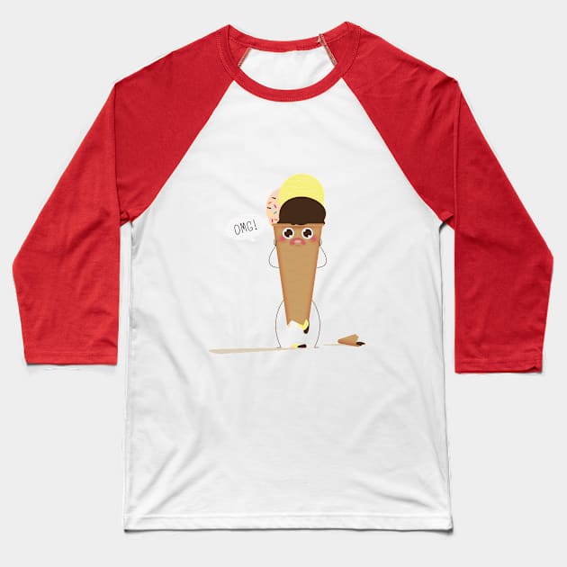 screaming ice cream Baseball T-Shirt by marikamonesi@gmail.com